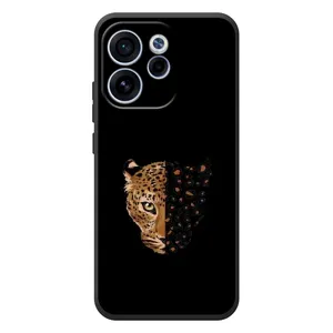 Чехол с леопардовым принтом на OPPO Reno 15 F (Леопард на черном)