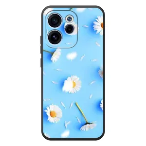 Чехол с Цветами для OPPO Reno 15 F (ромашки на голубом)