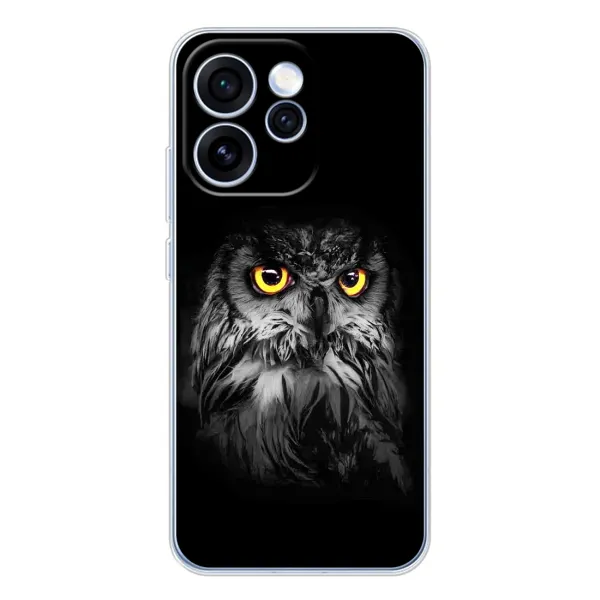 Чехол с рисунком «Сова на чёрном» для OPPO Reno 15 Pro Чехол с рисунком «Сова на чёрном» для OPPO Reno 15 Pro