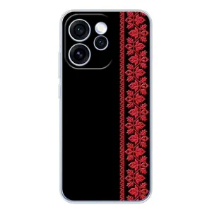 Силиконовый Чехол на OPPO Reno 15 Pro с картинкой Вышиванки (Вышиванка на черном)