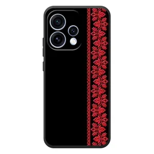 Силиконовый Чехол на OPPO Reno 15 с картинкой Вышиванки (Вышиванка на черном)