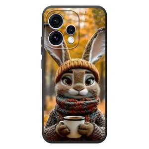 Друкований чохол 'Звірята з кавою' для OPPO Reno 15 (Зайчик з кавою)