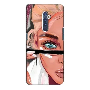 Силиконовый Чехол на Oppo Reno 2 с картинкой Стильных Девушек (Девушка и ресницы)