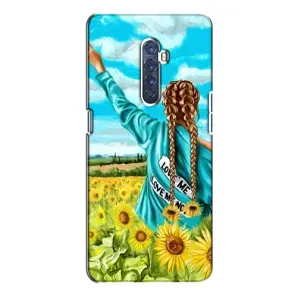 Чехол Стильные девушки на Oppo Reno 2 (Девушка на поле)