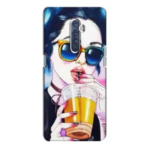 Чехол с картинкой Модные Девчонки Oppo Reno 2 (Девушка с коктейлем)