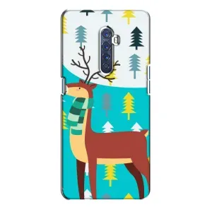 Силиконовый бампер с картинкой животных для Oppo Reno 2 (Олень с шарфом)