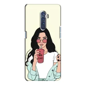 Силиконовый Чехол на Oppo Reno 2 с картинкой Стильных Девушек (С напитком)