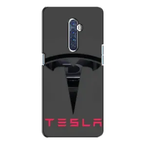 Силиконовый бампер с картинкой машины на Oppo Reno 2 (Logo TESLA)