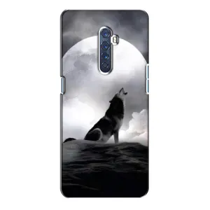 Чехол с Волком на Oppo Reno 2 (Волк и луна)
