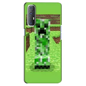 Чехлы для Oppo Reno 3 Pro (Персонажи Майн Крафт) (Крипер 2)