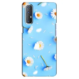 Чохол з Квітами для Oppo Reno 3 Pro (ромашки на блакитному)