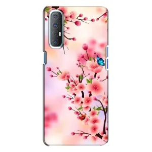 Чехол с принтом САКУРЫ на Oppo Reno 3 (Бабочки на сакуре)