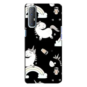 Чехол Unicorn на Oppo Reno 3 (Единорог с кофе)