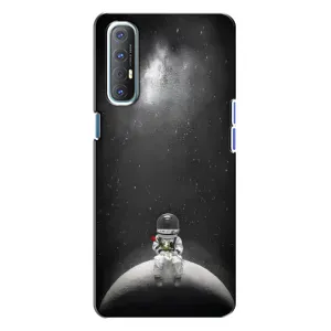 Силиконовый Чехол с принтом "Космонавты" на Oppo Reno 3 (Космонавт романтик)