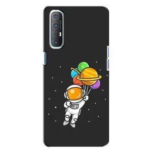 Силиконовый Чехол с принтом "Космонавты" на Oppo Reno 3 (Космонавт с шариками)