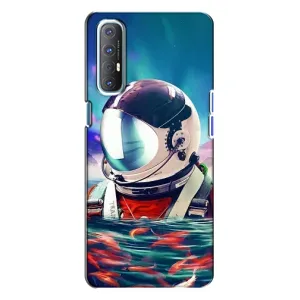 Силиконовый Чехол с принтом "Космонавты" на Oppo Reno 3 (Космонавт в воде)
