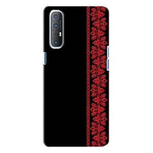 Силиконовый Чехол на Oppo Reno 3 (Красная Вышиванка)