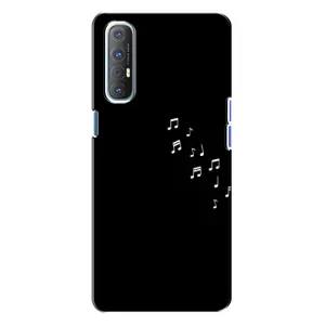 Чохол з картинками на чорному фоні для Oppo Reno 3 (Ноти)