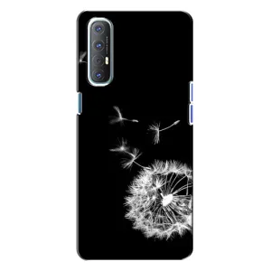 Силиконовый Чехол с одуванчиками на Oppo Reno 3 (Одуванчик на чёрном)