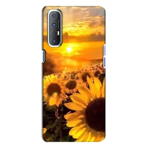 Чехол с Цветами для Oppo Reno 3 (поле подсолнухов)