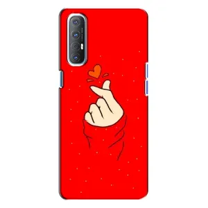 Чохол (Знак сердечка) для Oppo Reno 3 (Сердечко на червоному)