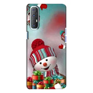 Чохли на Новий Рік Oppo Reno 3 (Сніговик в шапці)