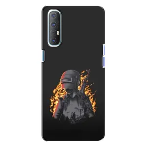 Силиконовый чехол с картинкой "Герой Pubg" на Oppo Reno 3 (В огне)