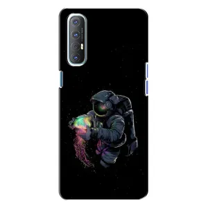 Силиконовый Чехол с принтом "Космонавты" на Oppo Reno 3 (В руках земля)