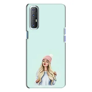 Силіконовый Чохол на Oppo Reno 3 з картинкой Модных девушек (В шапці)