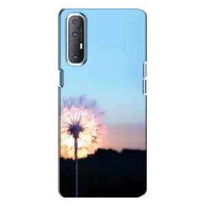 Силиконовый Чехол с одуванчиками на Oppo Reno 3 (Закат с одуванчиком)