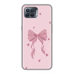 Чехол банты для OPPO Reno 4 Lite (Бант на розовом)