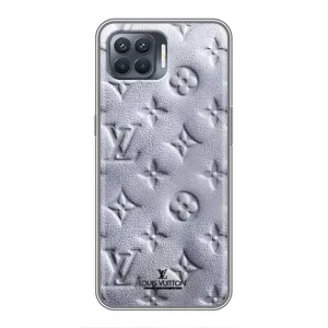 Текстурный Чехол Louis Vuitton для Оппо Рено 4 Лайт (Белый ЛВ)