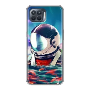 Силиконовый Чехол с принтом "Космонавты" на OPPO Reno 4 Lite (Космонавт в воде)