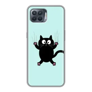 Силиконовый чехол с котиком для OPPO Reno 4 Lite (Падающий кот)