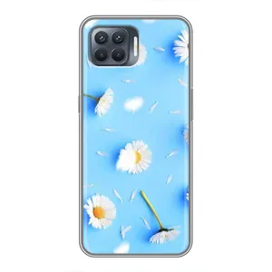 Чохол з Квітами для OPPO Reno 4 Lite (ромашки на блакитному)