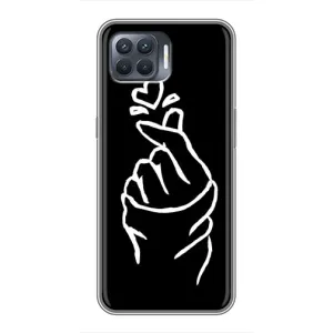 Чехлы (Знак сердечка) на OPPO Reno 4 Lite (Сердце на черном)