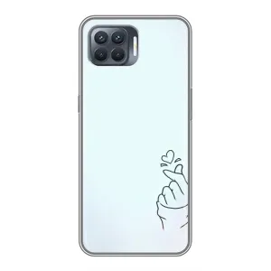 Чехлы (Знак сердечка) на OPPO Reno 4 Lite (Сердце на голубом)