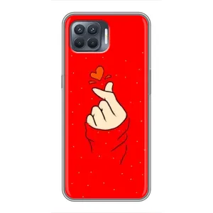 Чехлы (Знак сердечка) на OPPO Reno 4 Lite (Сердце на красном)