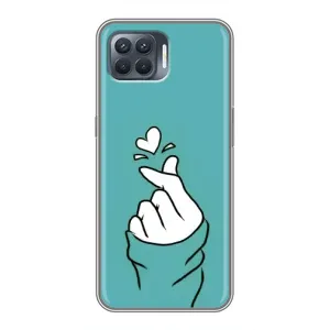 Чехлы (Знак сердечка) на OPPO Reno 4 Lite (Сердечко на бирюзовом)