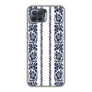 Силиконовый Чехол на OPPO Reno 4 Lite с картинкой Вышиванки (Синяя вышиванка)