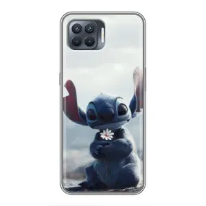 Чехол с рисунком Стич для OPPO Reno 4 Lite (Стич с цветочком)