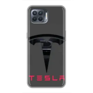 Силіконовий бампер з картинкою машини на OPPO Reno 4 Lite (Logo TESLA)