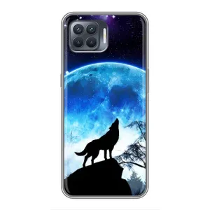 Чехол с Волком на OPPO Reno 4 Lite (Воет на луну)