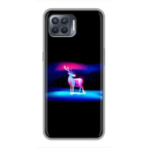 Силиконовый бампер с картинкой животных для OPPO Reno 4 Lite (Яркий олень)