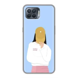 Силиконовый Чехол на OPPO Reno 4 Lite с картинкой Стильных Девушек (Желтая кепка)