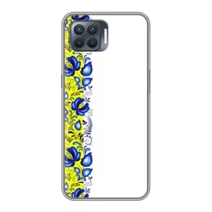 Силиконовый Чехол на OPPO Reno 4 Lite с картинкой Вышиванки (Желто-синяя вышиванка)