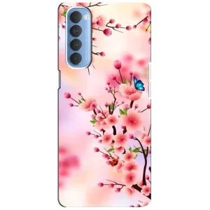 Чехол с принтом САКУРЫ на Oppo Reno 4 Pro (Бабочки на сакуре)
