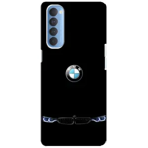 Силиконовый бампер с картинкой машины на Oppo Reno 4 Pro (Черный BMW)