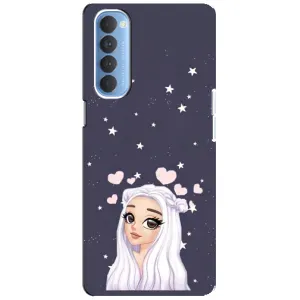 Чехол Стильные девушки на Oppo Reno 4 Pro (Девушка и сердечки)