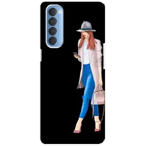 Чехол с картинкой Модные Девчонки Oppo Reno 4 Pro (Девушка со смартфоном)